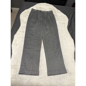 New Vintage Monello Mens Black‎ White Pleated Straight Cuffed Dress Pants 32x32